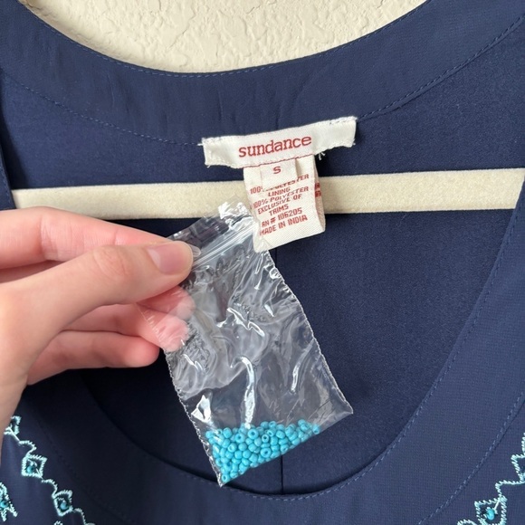 Sundance Beaded Embroidered Handkerchief Hemline Boho Artsy Tunic Tank Blouse - Picture 2 of 10